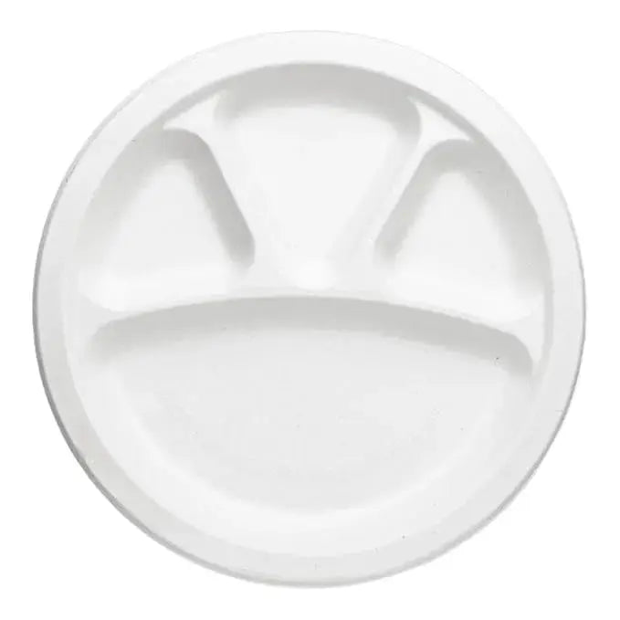 Compostable Paper Plates 12 inch white round plate 4 compartments