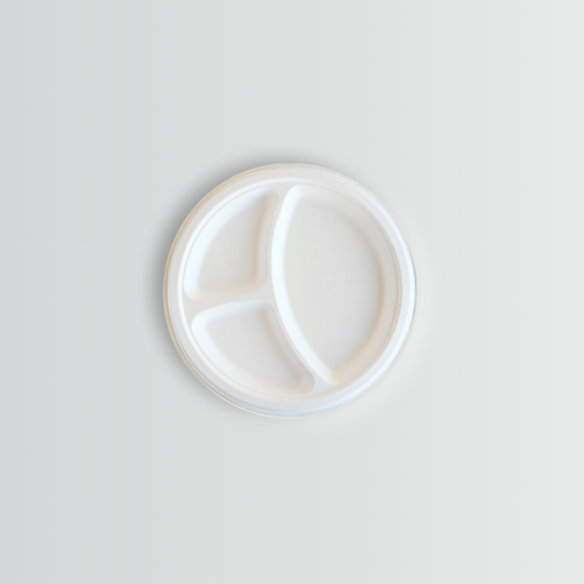 10 inch Compostable Round Paper Plate 3 Compartments 50 PCS / 100 PCS / 500 PCS DTC Recycling