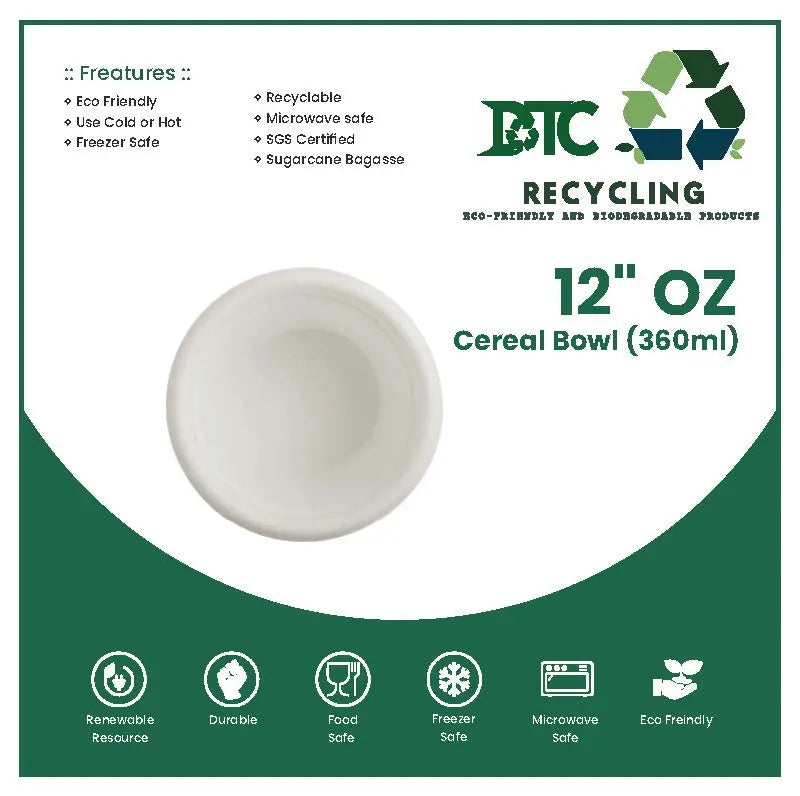 disposable paper bowl compostable white cereal bowl 12 oz 360ml