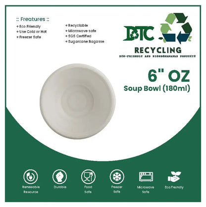 DTC 6 0z compostable soup bowl microwave safe eco friendly ecolates